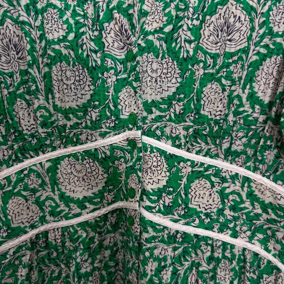 ba&sh Green and Cream Midi Dress - Picture 2 of 4